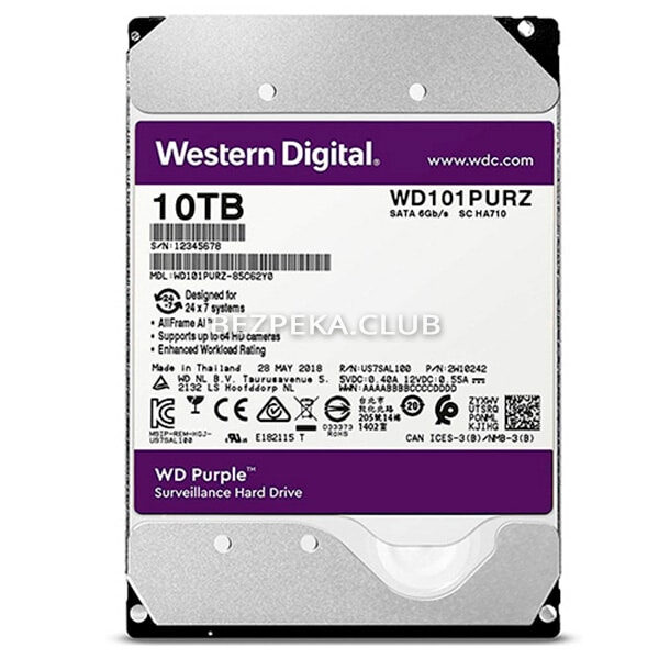 Системи відеоспостереження/Жорсткий диск для відеоспостереження Жорсткий диск 10 TB Western Digital WD101PURZ