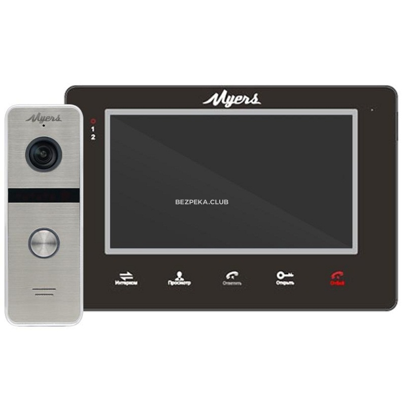 Комплект видеодомофона Myers M-72SD Black + D-300S HD - Фото 1