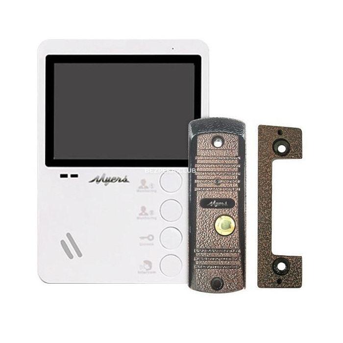 Комплект відеодомофону Myers M-43 White + D-100C - Зображення 1