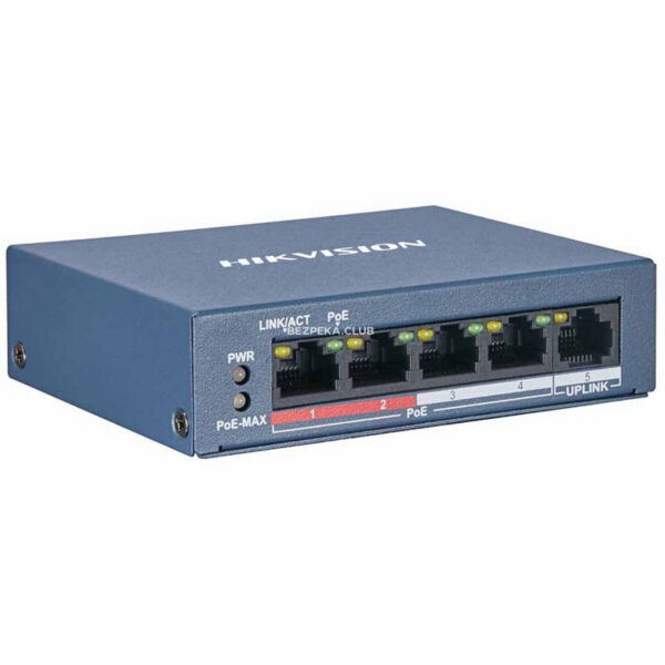 Мережеве обладнання/Мережевий комутатор 4-портовий PoE комутатор Hikvision DS-3E0105P-E/M(B) некерований