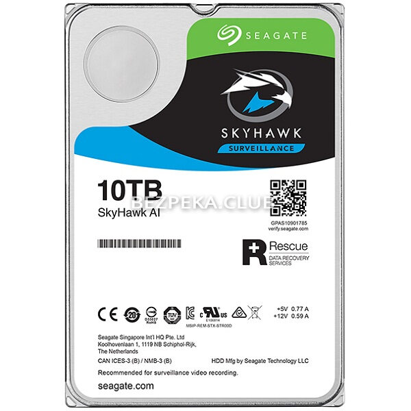 Системы видеонаблюдения/Жесткий диск для видеонаблюдения Жесткий диск 10 TВ Seagate Skyhawk AI ST10000VE0008
