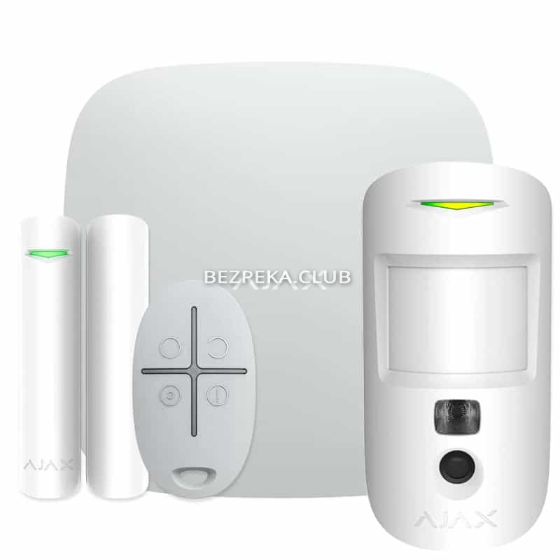 Wireless Alarm Kit Ajax StarterKit Cam Plus white with visual alarm verifications - Image 1