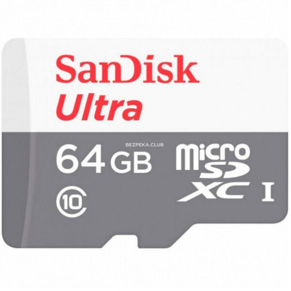 Системы видеонаблюдения/MicroSD для видеонаблюдения Карта памяти SanDisk MICRO 64ГБ class 10 Ultra Light SDXC UHS-I SDSQUNR-064G-GN3MN