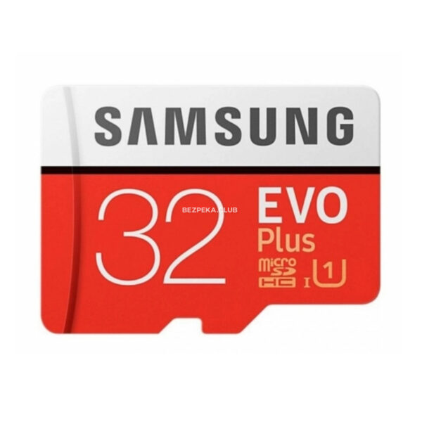Системы видеонаблюдения/MicroSD для видеонаблюдения Карта памяти Samsung 32ГБ microSDHC C10 UHS-I R95/W20MB/s Evo Plus + SD адаптер (MB-MC32GA/RU)
