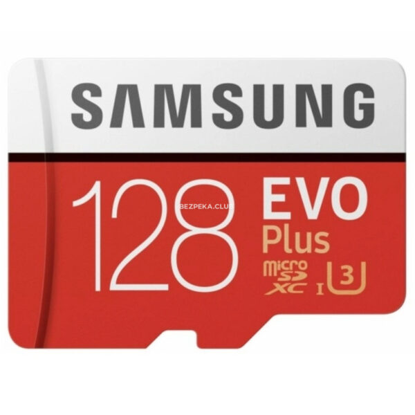 Системи відеоспостереження/Карта пам'яті MicroSD Карта пам'яті Samsung 128ГБ microSDXC C10 UHS-I U3 R100/W60MB/s Evo Plus V2 + SD адаптер (MB-MC128HA/RU)