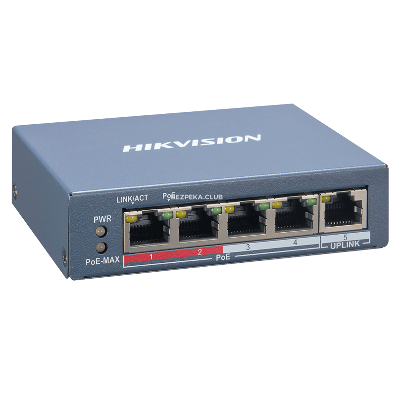4-портовий POE комутатор Hikvision DS-3E1105P-EI керований - Зображення 1