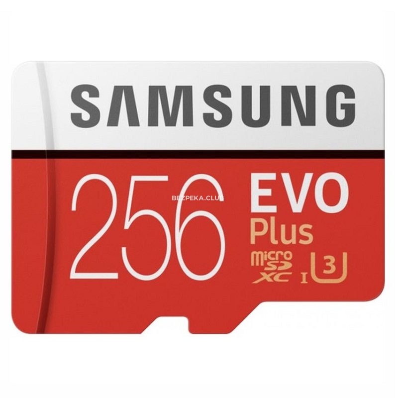 MicroSD сard Samsung 256GB microSDXC C10 UHS-I U3 R100/W90MB/s Evo Plus V2 + SD adapter (MB-MC256HA/RU) - Image 1