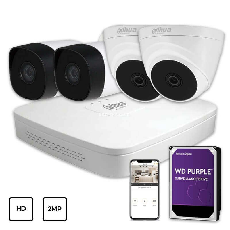 Video surveillance kit Dahua HD KIT 4x2MP INDOOR-OUTDOOR + HDD 1TB - Image 1