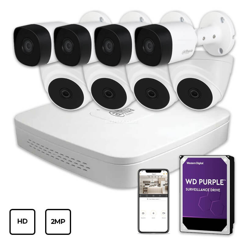 Video Surveillance Kit Dahua HD KIT 8x2MP INDOOR-OUTDOOR + HDD 1TB - Image 1
