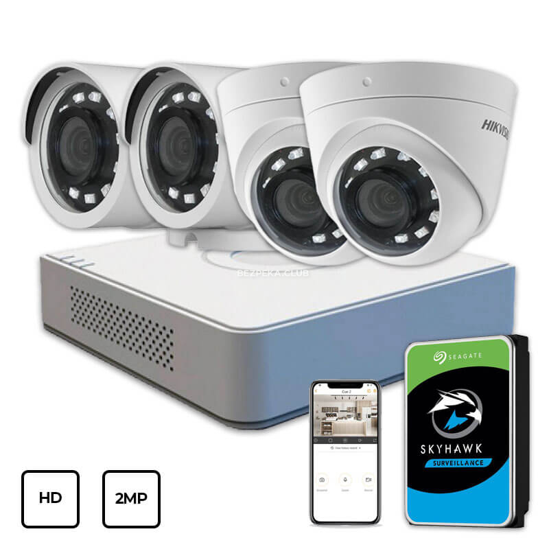 Video Surveillance Kit Hikvision HD KIT 4x2MP INDOOR-OUTDOOR + HDD 1TB - Image 1