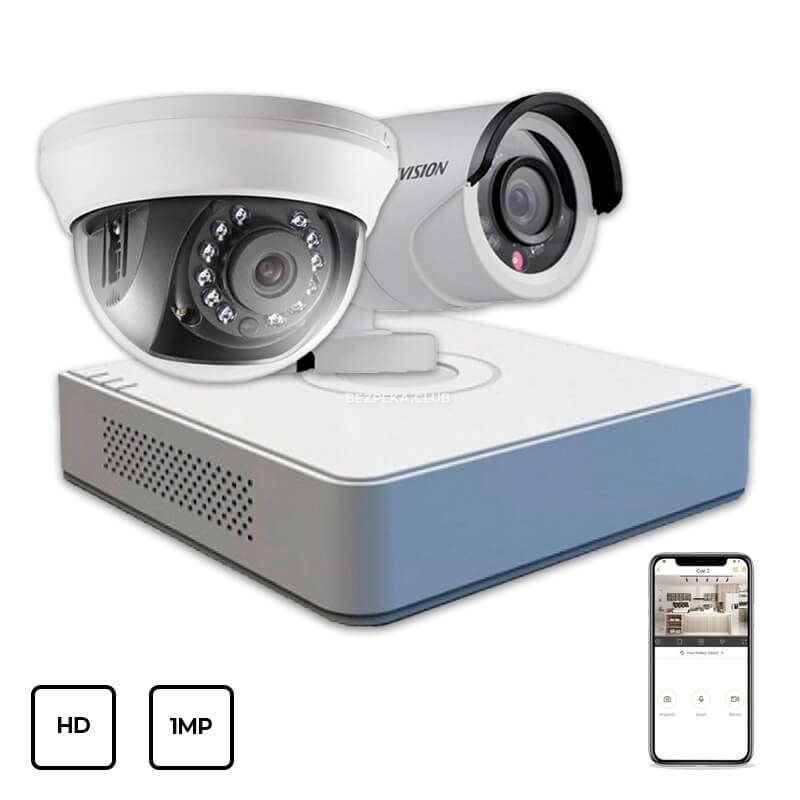 Video Surveillance Kit Hikvision HD KIT 2x1 MP INDOOR-OUTDOOR - Image 1