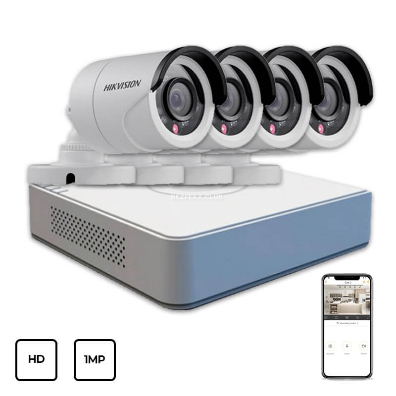 Video Surveillance Kit Hikvision HD KIT 4x1 MP INDOOR - Image 1