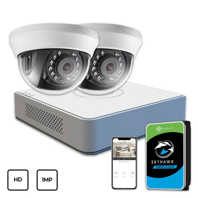 Video Surveillance Kit Hikvision HD KIT 2x1 MP INDOOR + HDD 1TB - Image 1