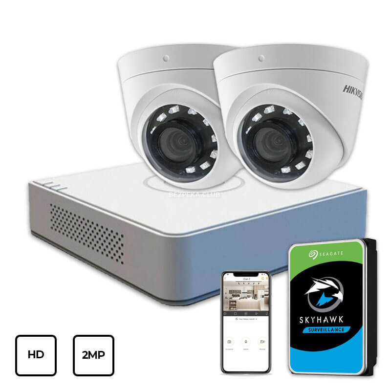 Video Surveillance Kit Hikvision HD KIT 2x2MP INDOOR + HDD 1TB - Image 1