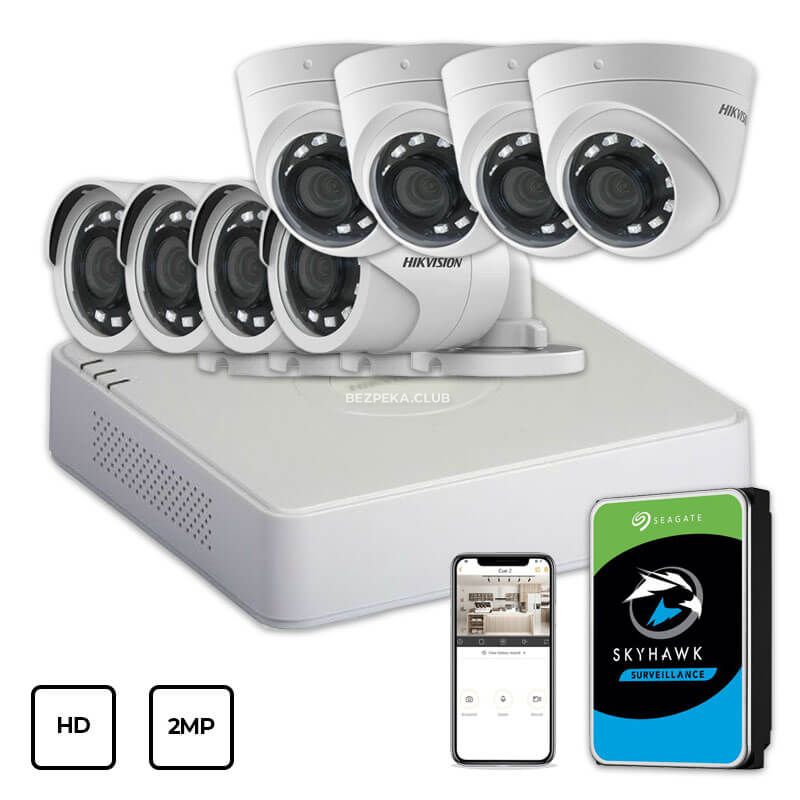 Video Surveillance Kit Hikvision HD KIT 8x2MP INDOOR-OUTDOOR + HDD 1TB - Image 1