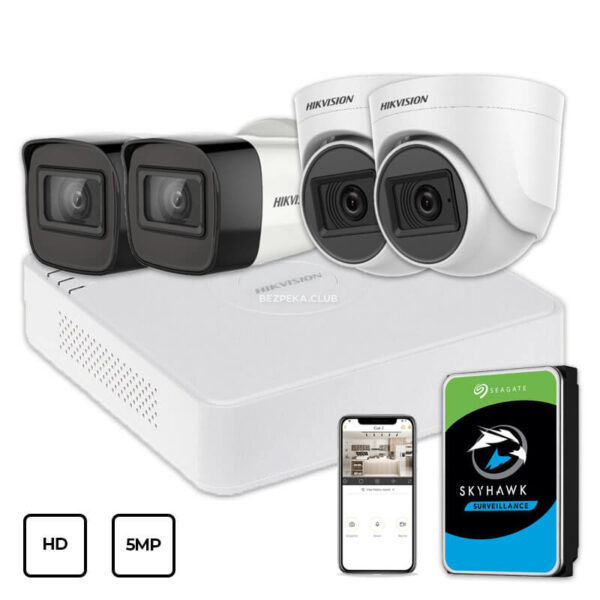 Системы видеонаблюдения/Комплекты видеонаблюдения Комплект видеонаблюдения Hikvision HD KIT 4x5MP INDOOR-OUTDOOR + HDD 1TB