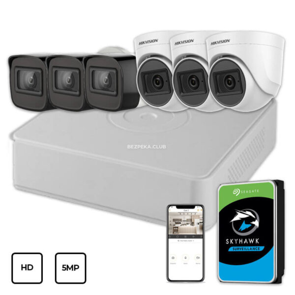 Video surveillance/CCTV Kits Video Surveillance Kit Hikvision HD KIT 6x5MP INDOOR-OUTDOOR + HDD 1TB