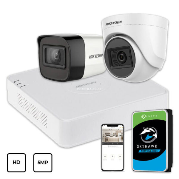 Системы видеонаблюдения/Комплекты видеонаблюдения Комплект видеонаблюдения Hikvision HD KIT 2x5MP INDOOR-OUTDOOR + HDD 1TB