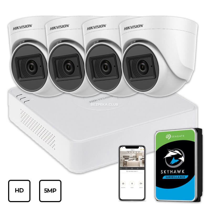 Video Surveillance Kit Hikvision HD KIT 4x5MP INDOOR + HDD 1TB - Image 1