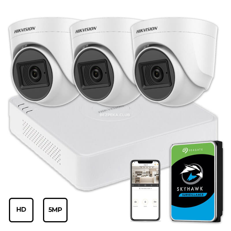 Video Surveillance Kit Hikvision HD KIT 3x5MP INDOOR + HDD 1TB - Image 1
