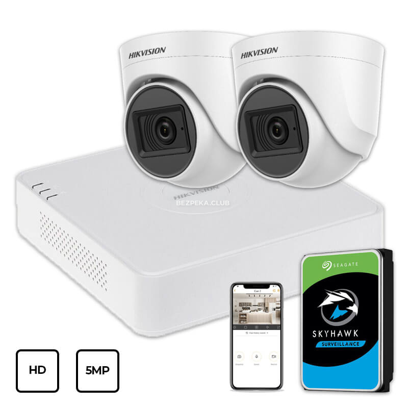 Video Surveillance Kit Hikvision HD KIT 2x5MP INDOOR + HDD 1TB - Image 1
