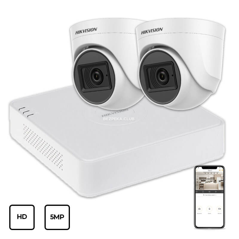 Video Surveillance Kit Hikvision HD KIT 2x5MP INDOOR - Image 1
