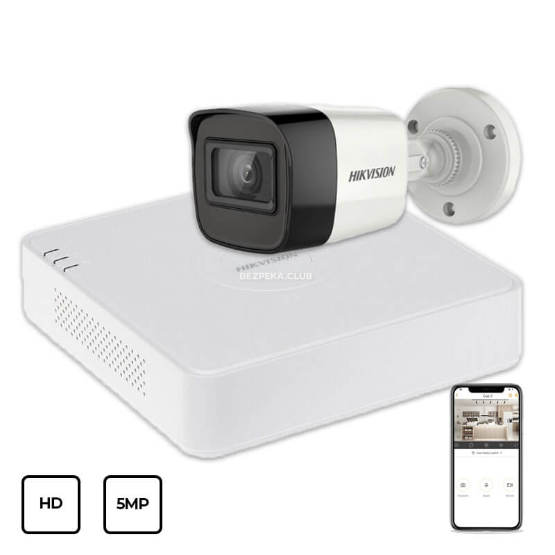 Video Surveillance Kit Hikvision HD KIT 1x5MP OUTDOOR - Image 1