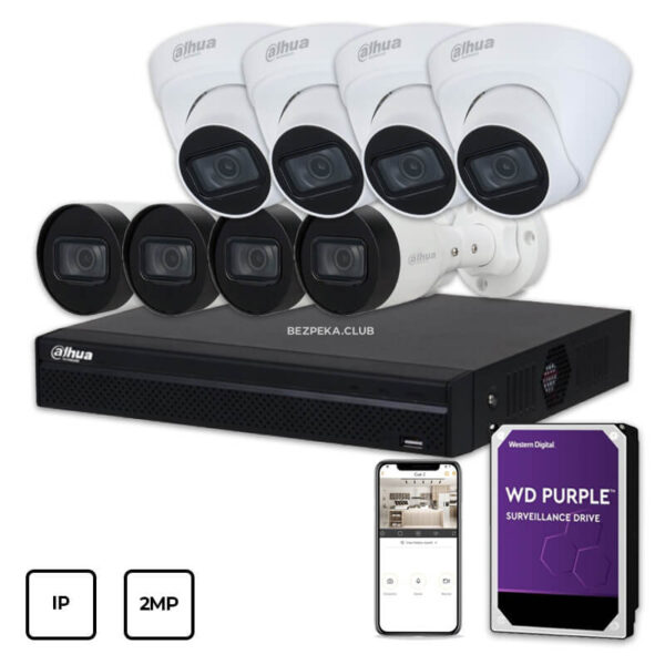 Системы видеонаблюдения/Комплекты видеонаблюдения Комплект IP видеонаблюдения Dahua IP KIT 8x2MP INDOOR-OUTDOOR + HDD 1TB