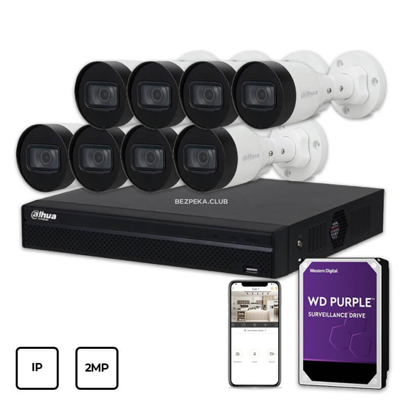 IP Video Surveillance Kit Dahua IP KIT 8x2MP OUTDOOR + HDD 1TB - Image 1