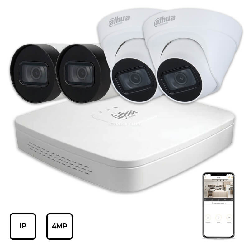 Video Surveillance Kit Dahua IP KIT 4x4MP INDOOR-OUTDOOR - Image 1