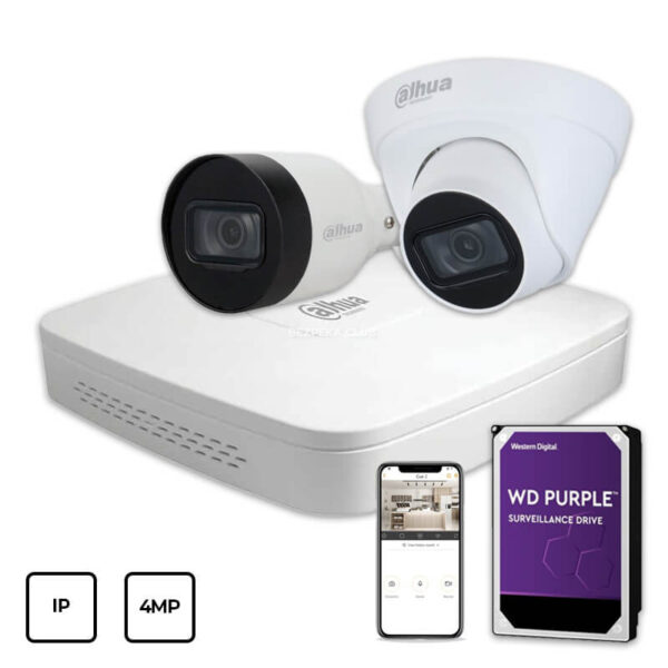 Video surveillance/CCTV Kits IP Video Surveillance Kit Dahua IP KIT 2x4MP INDOOR-OUTDOOR + HDD 1 TB