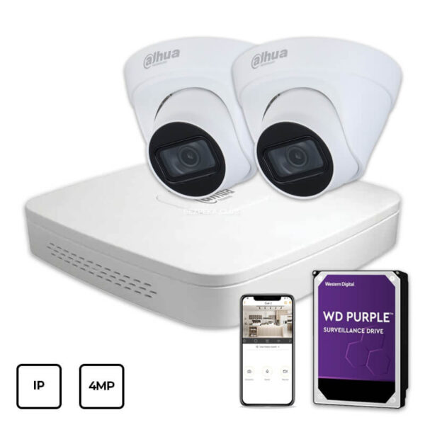 Video surveillance/CCTV Kits IP Video Surveillance Kit Dahua IP KIT 2x4MP INDOOR + HDD 1 TB