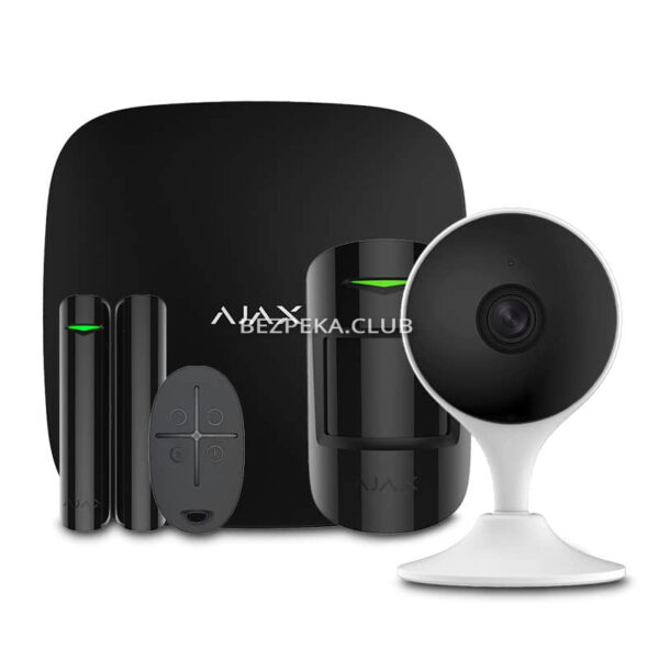 Охоронні сигналізації/Комплекти сигналізацій Комплект бездротової сигналізації Ajax StarterKit black + Wi-Fi камера 2MP-C22EP-A