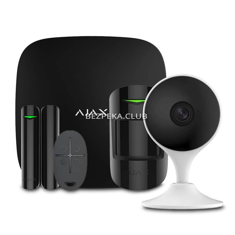 Wireless Alarm Kit Ajax StarterKit black + Wi-Fi Camera 2MP-C22EP-A - Image 1