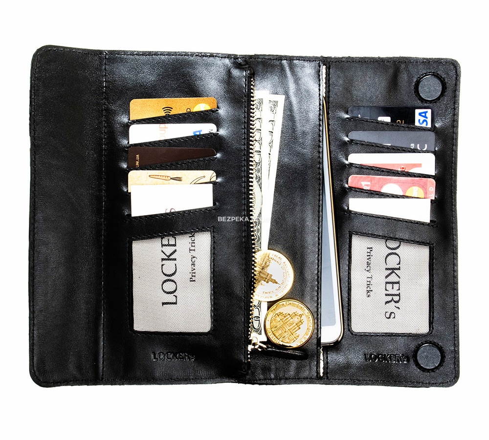 Shielding special agent clutch for smartphone and cards black LOCKER's Phone Purse Python - Image 3