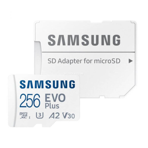 Системи відеоспостереження/Карта пам'яті MicroSD Карта пам`яті з адаптером Samsung 256GB microSDXC C10 UHS-I U3 R130/W90MB/s Evo Plus + SD адаптер (MB-MC256KA/RU)