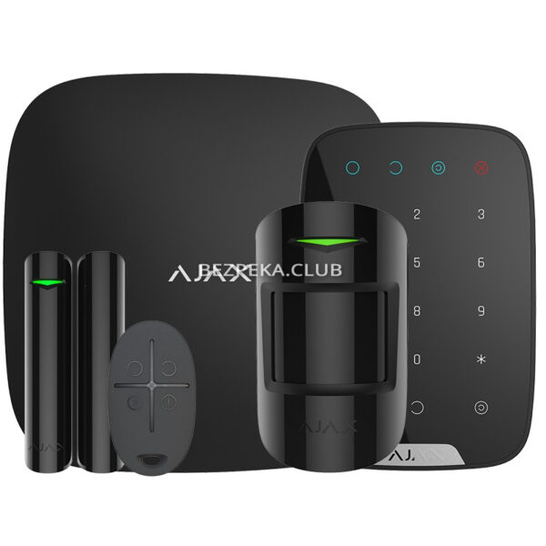 Охоронні сигналізації/Комплекти сигналізацій Комплект бездротової сигналізації Ajax StarterKit + KeyPad black