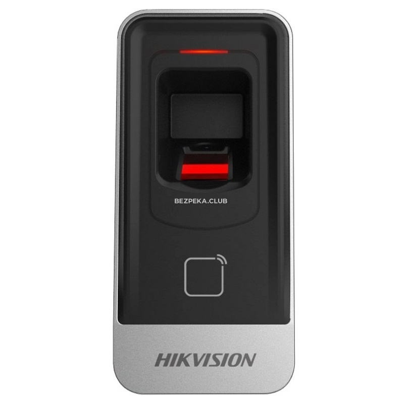 Hikvision DS-K1201AMF fingerprint scanner with Mifare access card reader - Image 1
