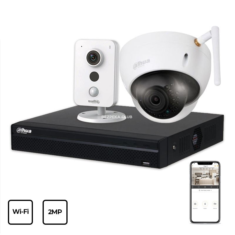 Комплект відеоспостереження Dahua Wi-Fi KIT 2x2MP INDOOR-OUTDOOR - Зображення 1