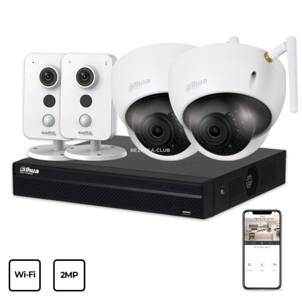 Системы видеонаблюдения/Комплекты видеонаблюдения Комплект видеонаблюдения Dahua Wi-Fi KIT 4x2MP INDOOR-OUTDOOR