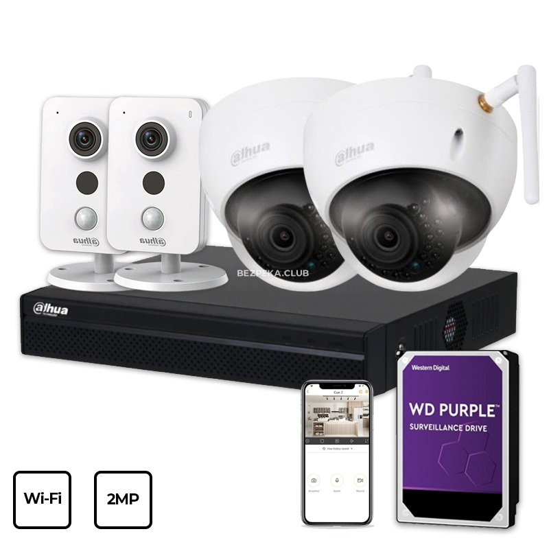 CCTV Kit Dahua Wi-Fi KIT 4x2MP INDOOR-OUTDOOR + HDD 1TB - Image 1