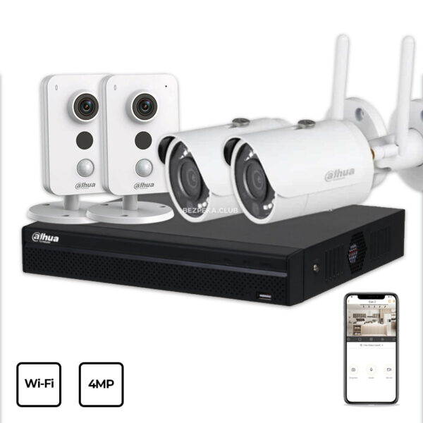 Системи відеоспостереження/Комплект відеонагляду Комплект відеоспостереження Dahua Wi-Fi KIT 4x4MP INDOOR-OUTDOOR