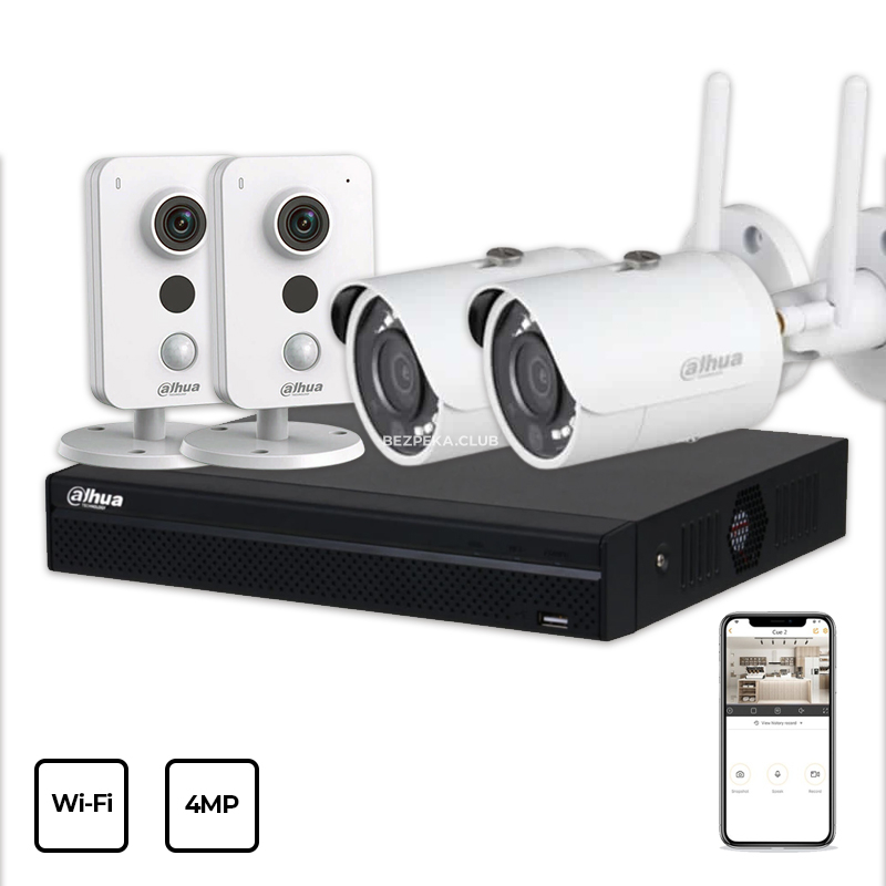 Комплект видеонаблюдения Dahua Wi-Fi KIT 4x4MP INDOOR-OUTDOOR - Фото 1