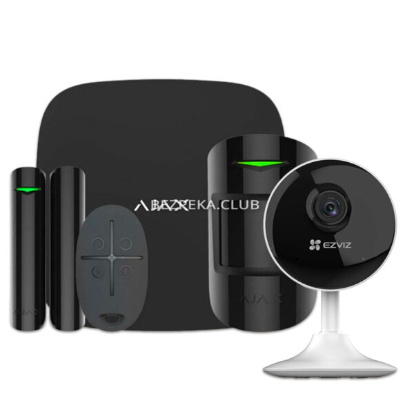 Охоронні сигналізації/Комплекти сигналізацій Комплект бездротової сигналізації Ajax StarterKit black + Wi-Fi камера 2MP-CS-C1C