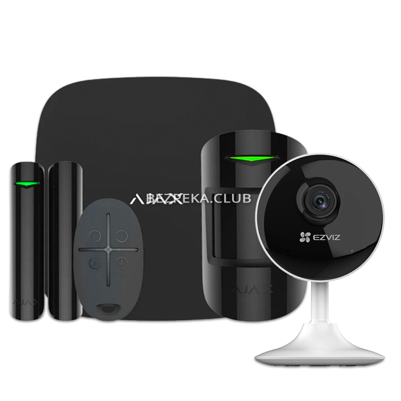 Wireless Alarm Kit Ajax StarterKit black + Wi-Fi Camera 2MP-CS-C1C - Image 1