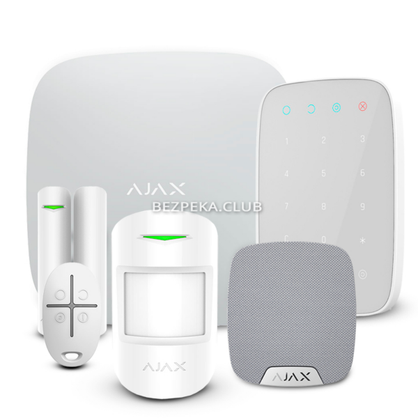 Охоронні сигналізації/Комплекти сигналізацій Комплект бездротової сигналізації Ajax StarterKit + KeyPad + HomeSiren white
