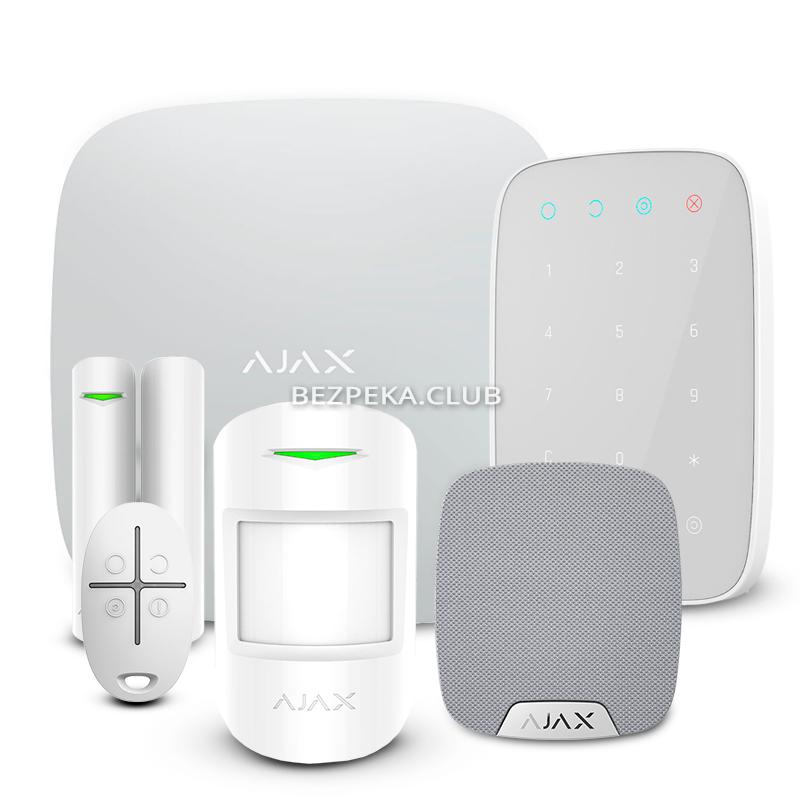 Комплект беспроводной сигнализации Ajax StarterKit + KeyPad + HomeSiren white - Фото 1