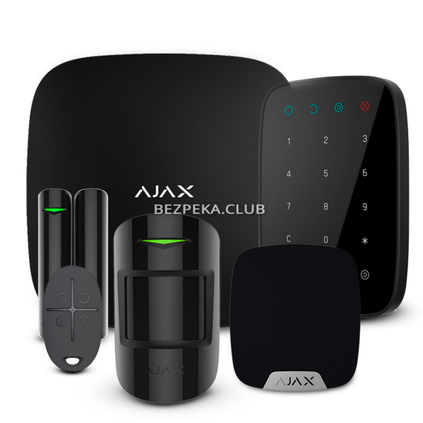 Охоронні сигналізації/Комплекти сигналізацій Комплект бездротової сигналізації Ajax StarterKit + KeyPad + HomeSiren black