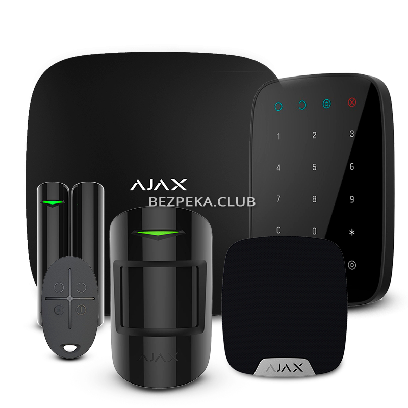 Wireless Alarm Kit Ajax StarterKit + KeyPad + HomeSiren black - Image 1