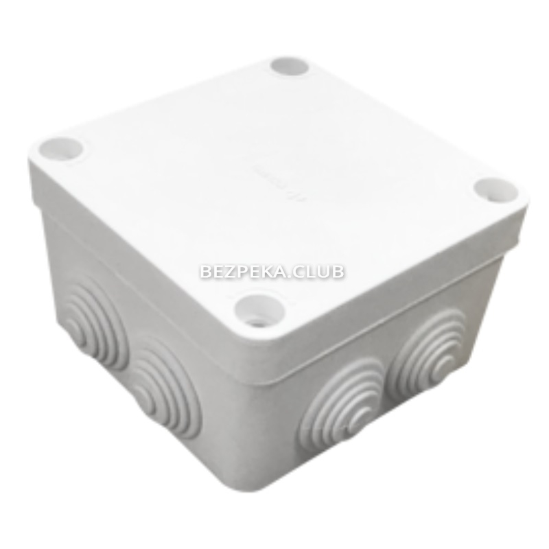 Розподільна коробка COURBI 100х100х50 (32-21024-100) біла з кабельними вводами - Зображення 1